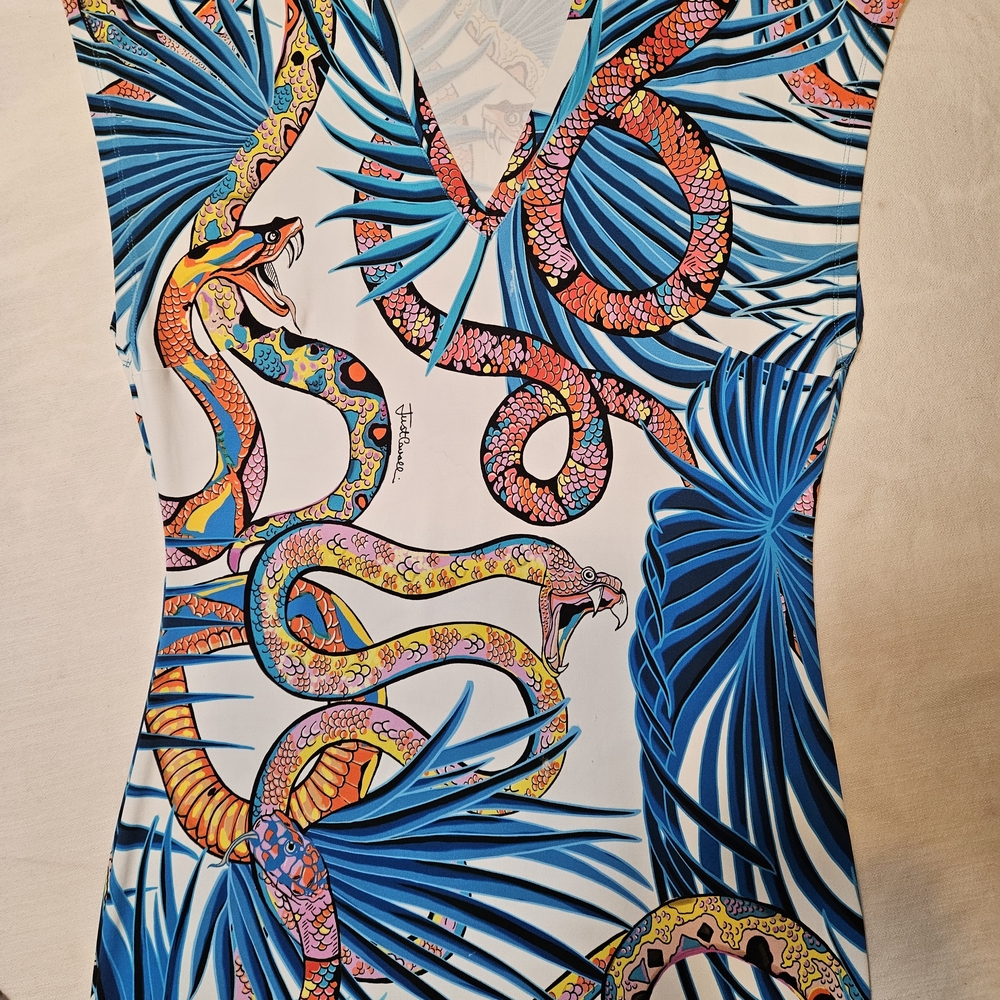 Just Cavalli Exotic Snake & Palm Dress Size: IT 50 Fits US 12-14 XL - Picture 6 of 16